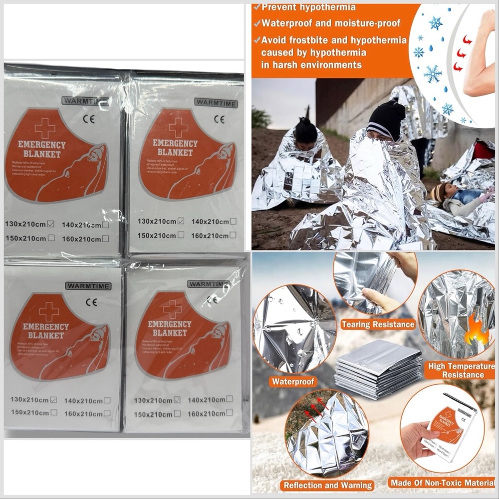4x‎ Emergency Mylar Thermal Blanket for Survival First Aid Kits Outdoors Travel